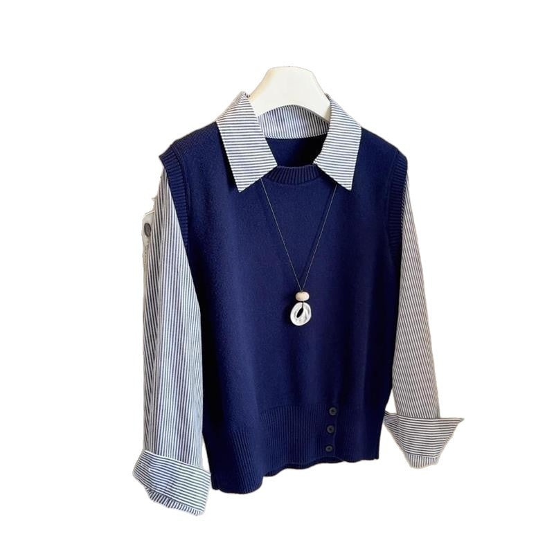 Dame upscale pullover med skjortekrave Stilla