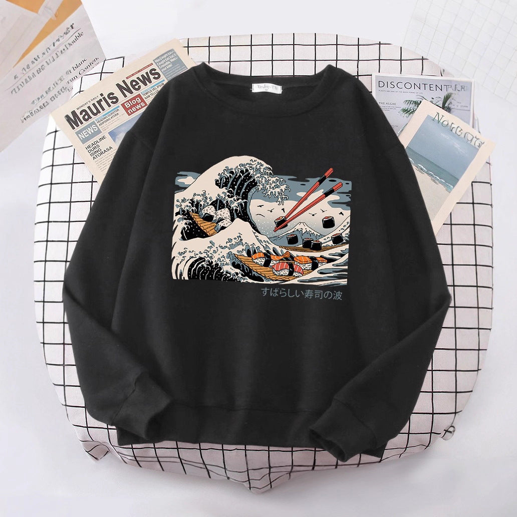 Kvindernes sweatshirt med kunstnerisk bølgedesign og komfortabel pasform Stilla