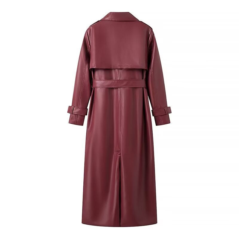 Dame elegant kunstlæder trenchcoat Stilla