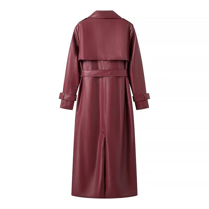 Dame elegant kunstlæder trenchcoat Stilla