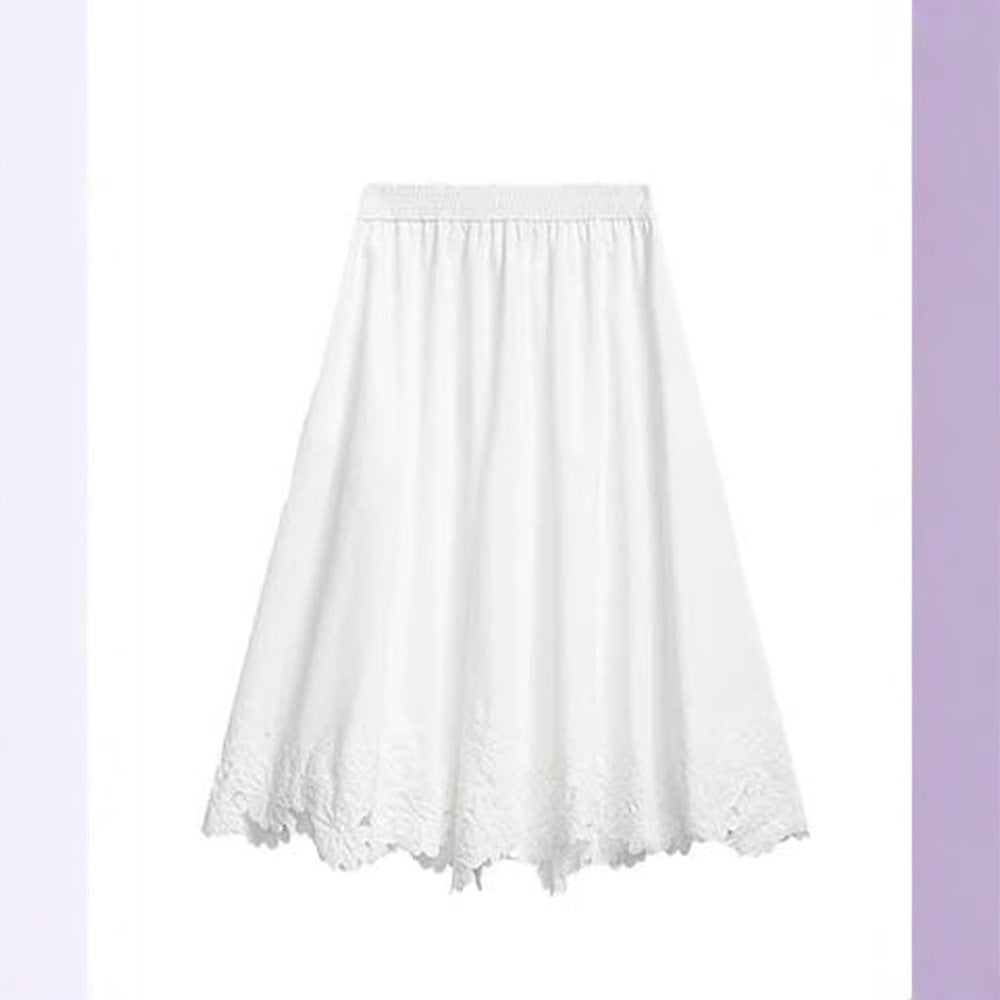 Dame Elegant Maxiskørt med florale spidsede accenter og elastisk talje Stilla