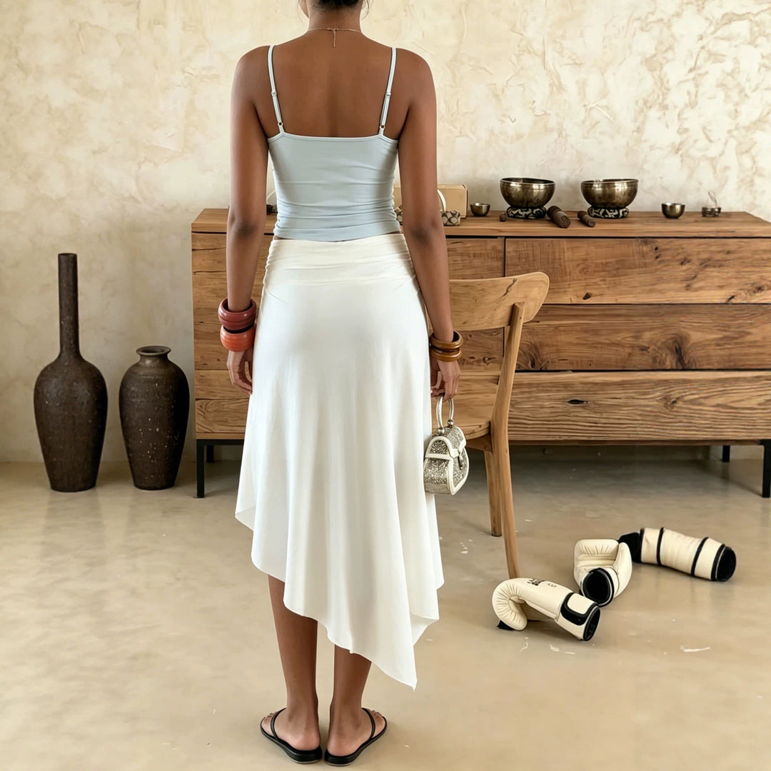 Damen asymmetrischer Rock mit floralem Druck Skovae