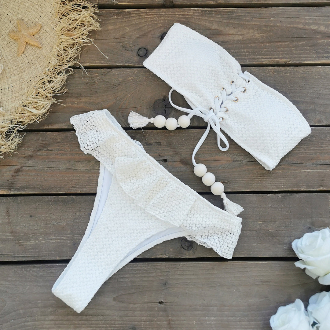 Dame Bikini-sæt med raffineret flæse-design og kreative detaljer Stilla