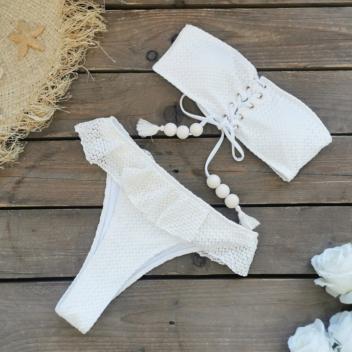 Dame Bikini-sæt med raffineret flæse-design og kreative detaljer Stilla