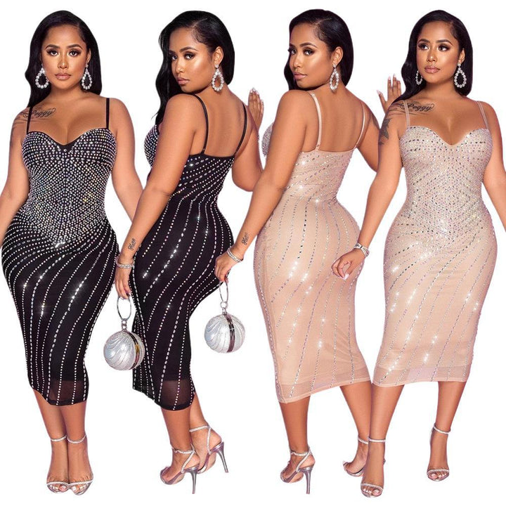 Dame Bodycon Glimmer Midi Kjole Stilla
