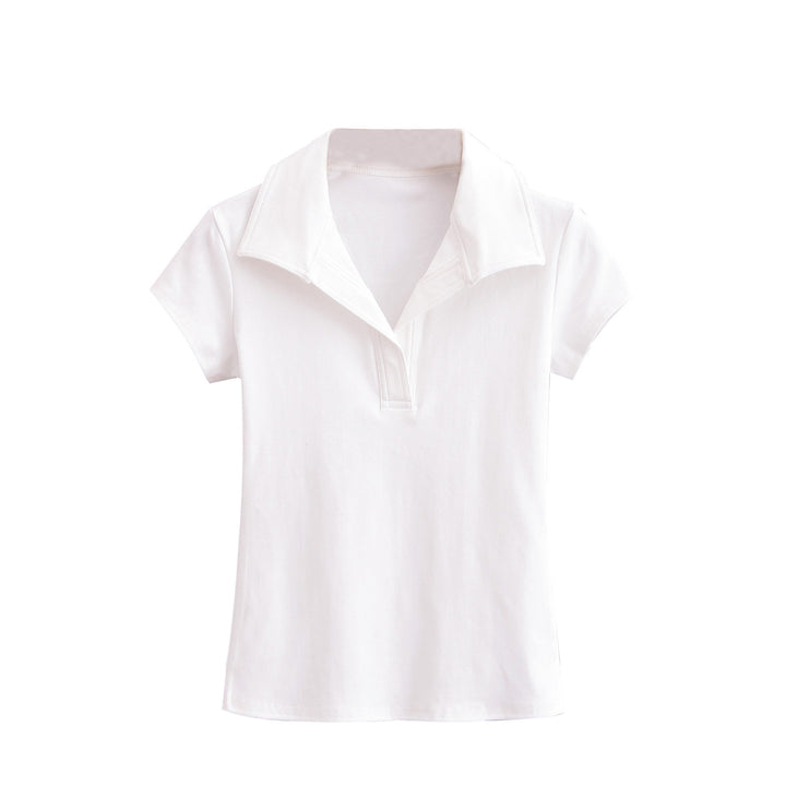Dame Polo-T-Shirt med kropsnær pasform og farvematchende krave Stilla