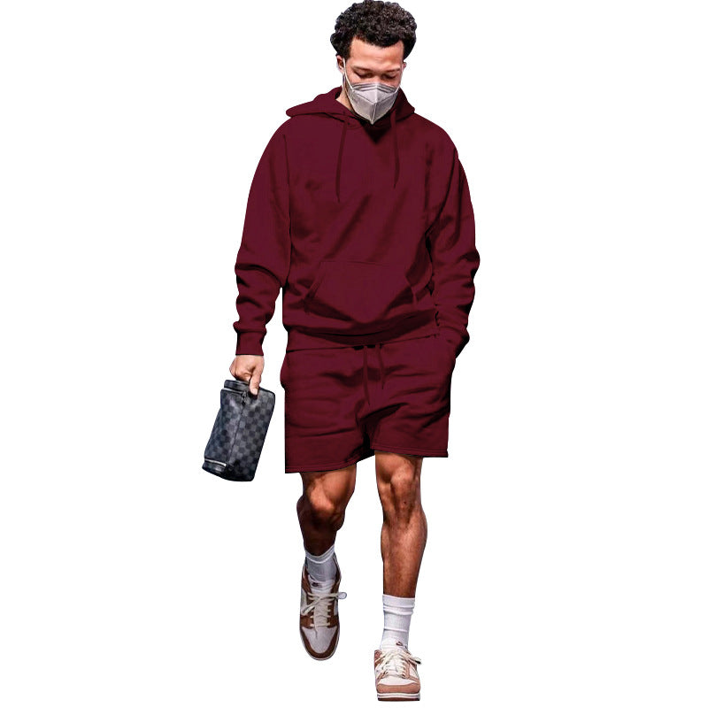 Herre afslappet hoodie- og shorts-sæt i åndbart materiale med praktiske lommer Stilla