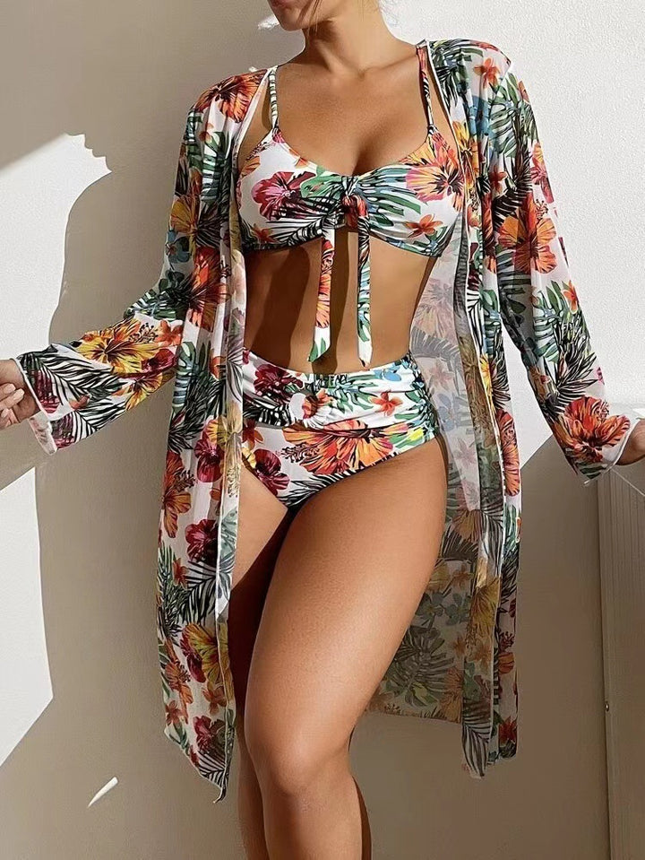 Dame Strandkimono med blomsterdesign og sidelængde Stilla