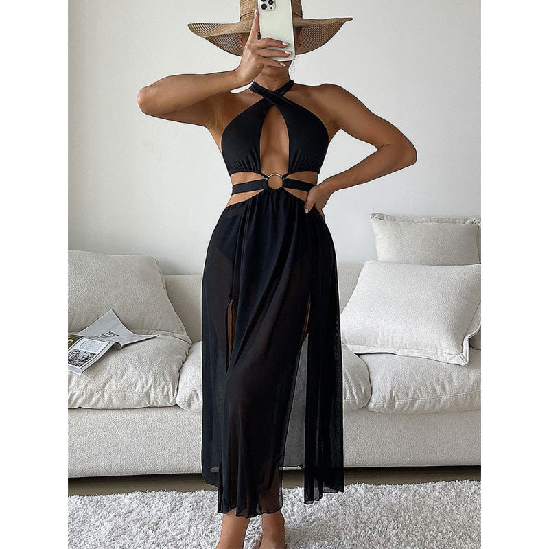 Dame Strandkjole med raffineret indpakningsdesign og elegante cut-outs Skovae