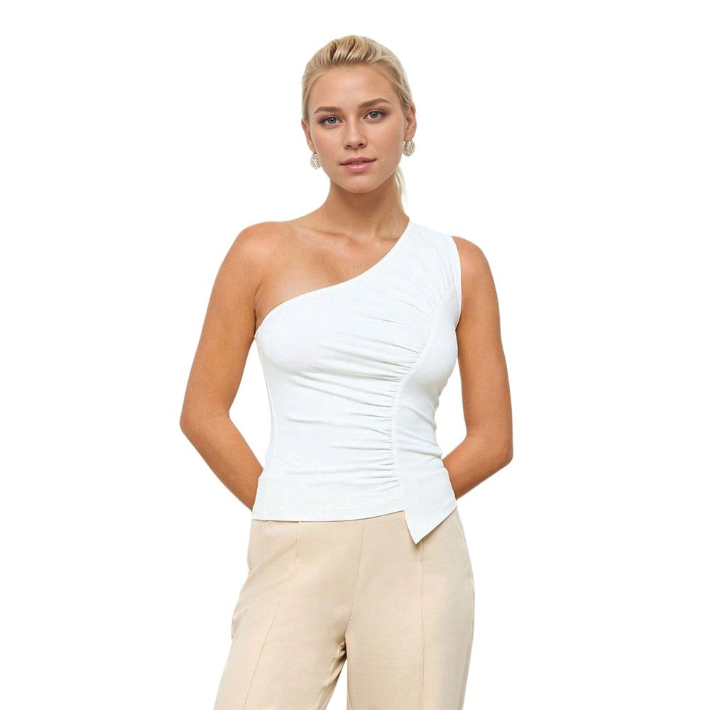 Kvinders asymmetrisk top med sofistikeret draperingsdesign og elegant effekt Stilla