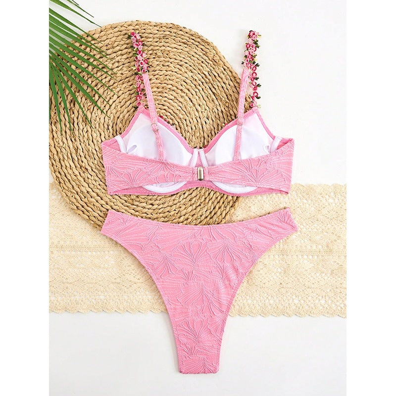 Dame bikini-sæt med florale accentbroderier Skovae