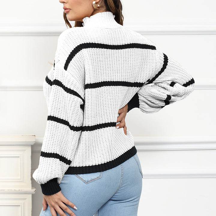 Dame grovstrik pullover med afslappet pasform og modige striber Stilla