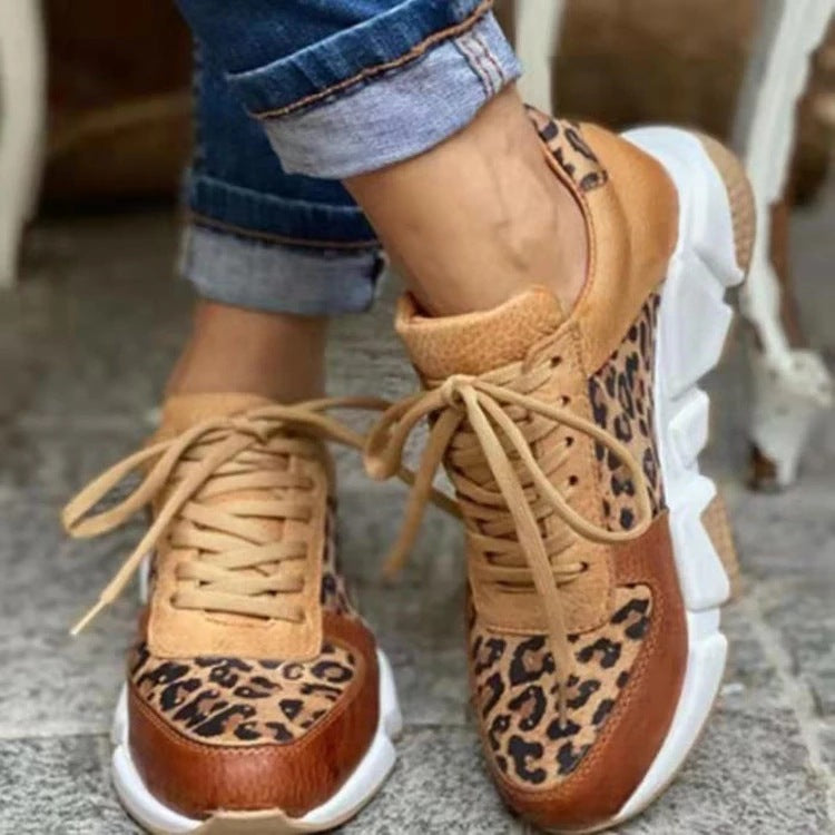 Dame Sporty Sneakers med markant leopardmønster og skridsikker sål Stilla