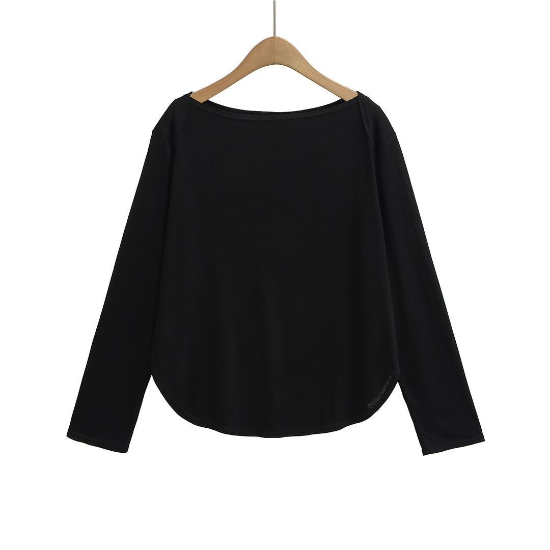 Damer afslappet oversized longsleeve T-shirt med rundet kant og blødt bærekomfort Stilla