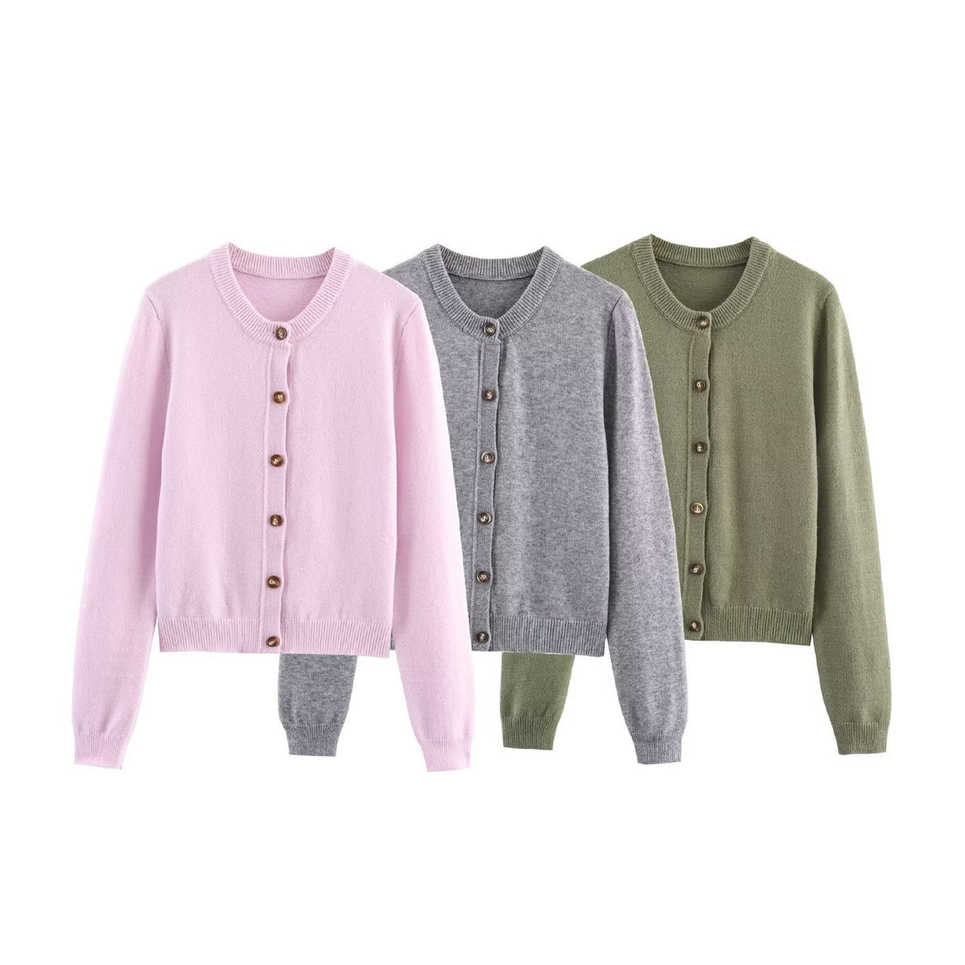 Damer elegant strikjakke med knapper Stilla