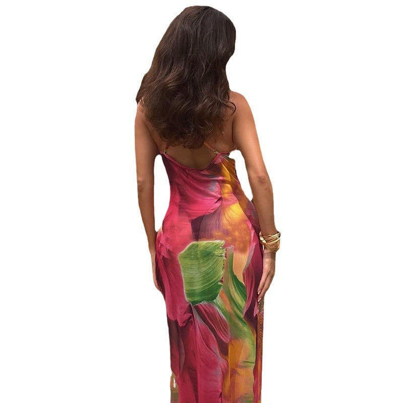 Dame Floral Print A-Linie Maxi Kjole Stilla