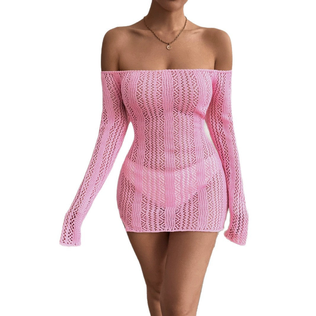 Dame Off-Shoulder Strikkjole med vide ærmer Stilla