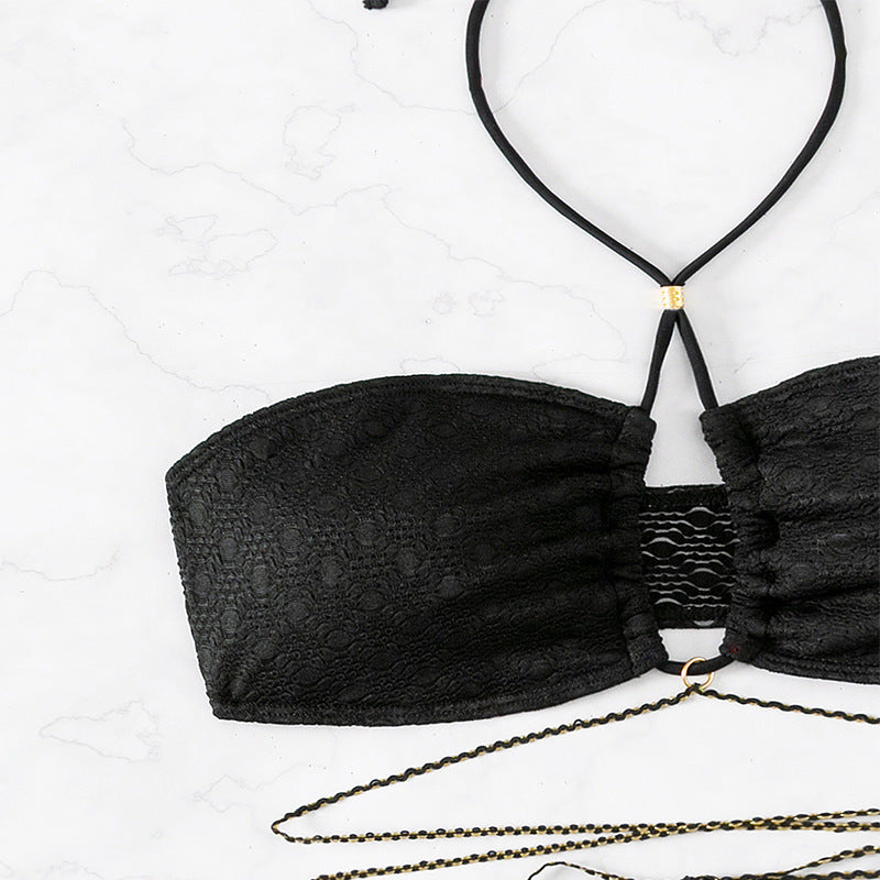 Dame Bandeau-Bikini med raffineret snøredesign Skovae
