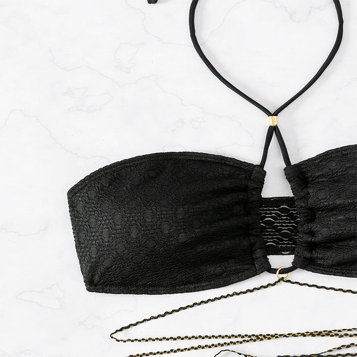Dame Bandeau-Bikini med raffineret snøredesign Skovae