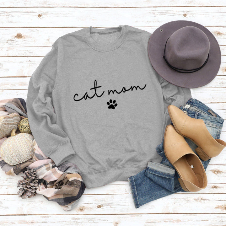 Dame sweatshirt med kreativ kat mor design Skovae