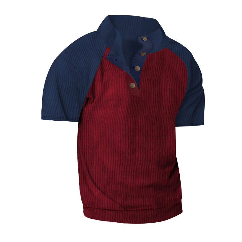Herre Kortærmet Henley T-shirt med moderne strukturdesign Stilla