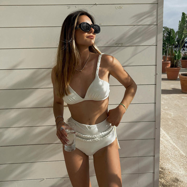 Dame Bikinisæt med flettede stropper og høj talje Stilla