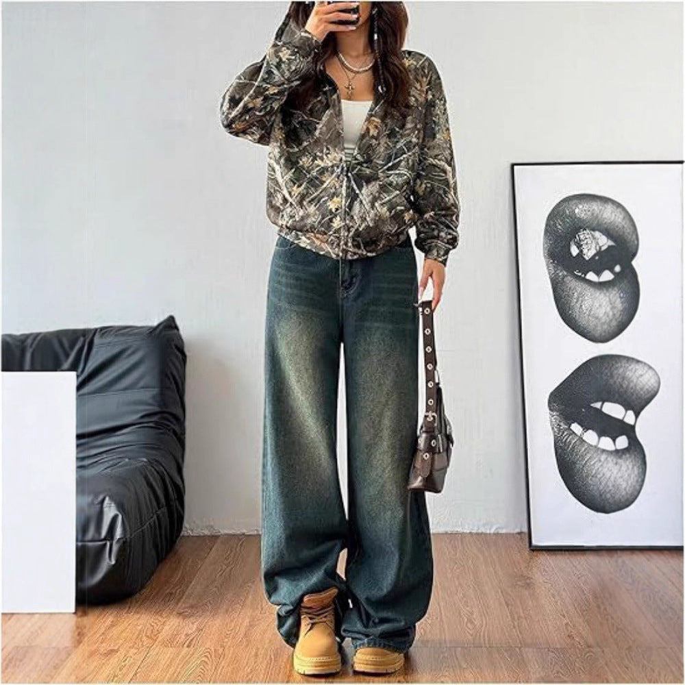 Kvinders hættejakke med camouflage mønster og løs pasform Stilla
