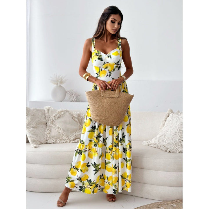 Dame Floral Print Højslids Maxikjole Stilla