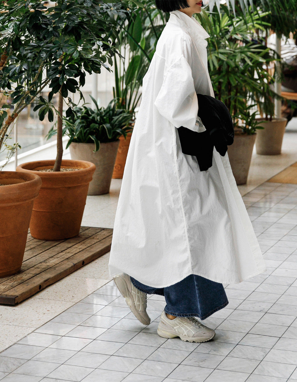 Dame Oversized Skjortekjole i let bomuld med trendy snit Stilla
