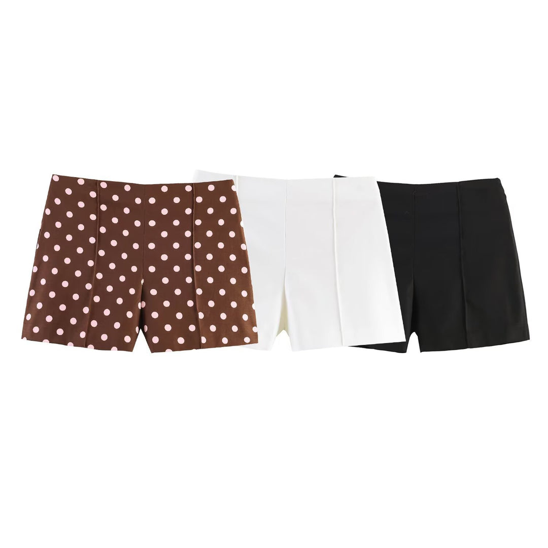 Dame Shorts i elegant snit med høj talje og dekorative folder Skovae