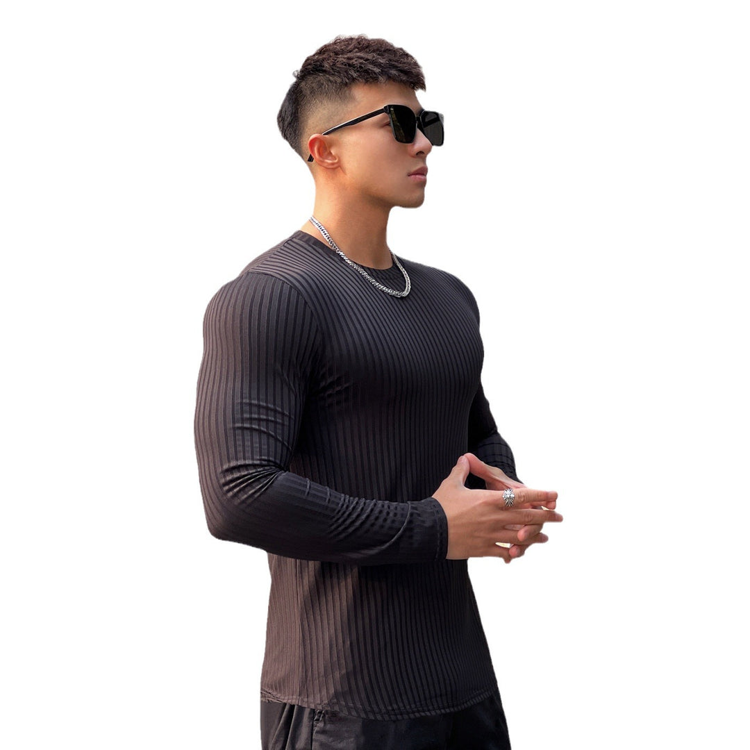 Herrer Langærmet Fitness T-shirt i åndbart strukturstof Stilla