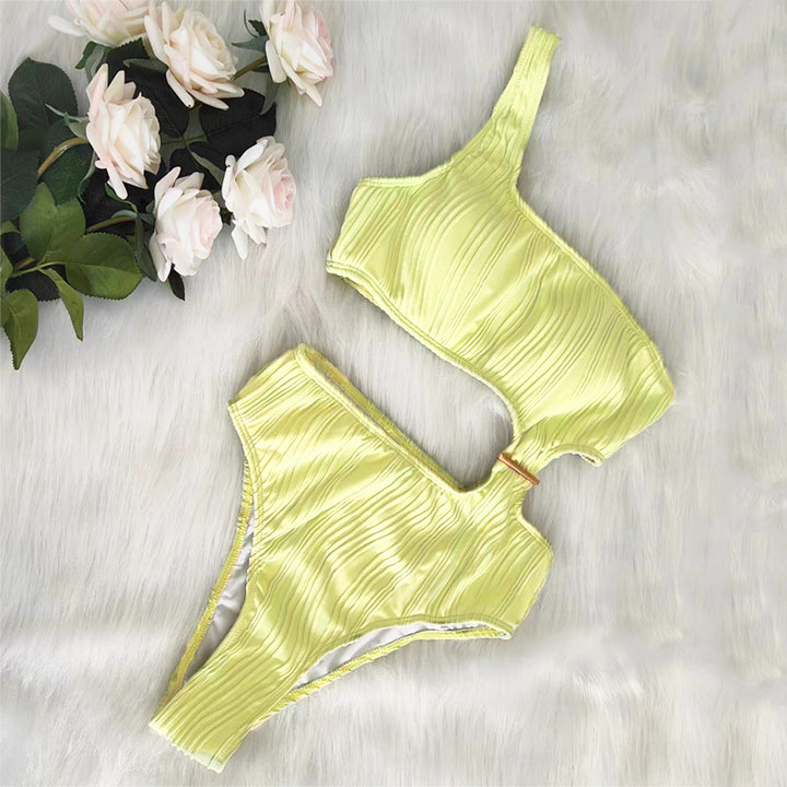 Femme Asymmetrisk Rib-Bikini-Sæt Stilla