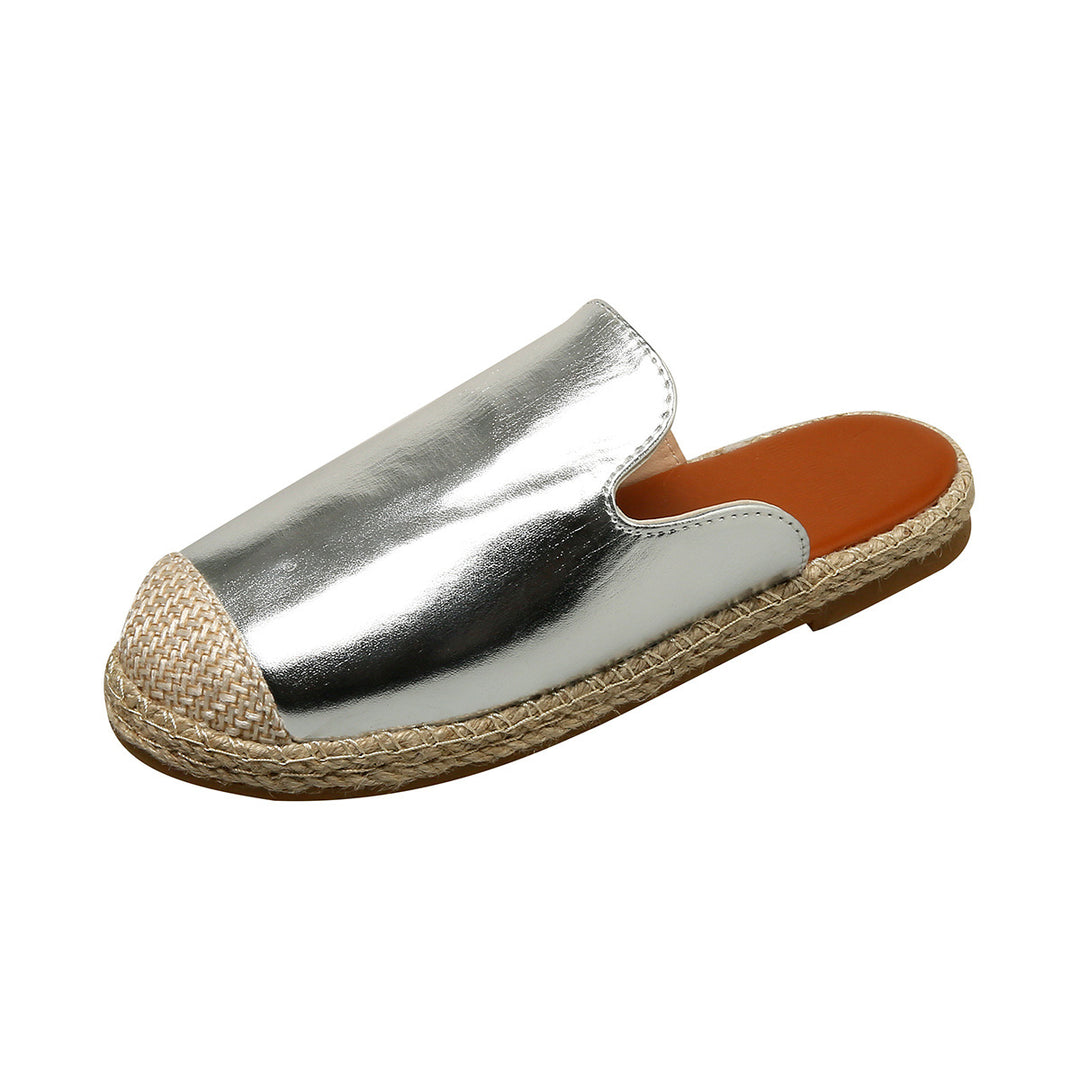 Dame lukkede espadrilles med skinnende metallic-overmateriale Stilla