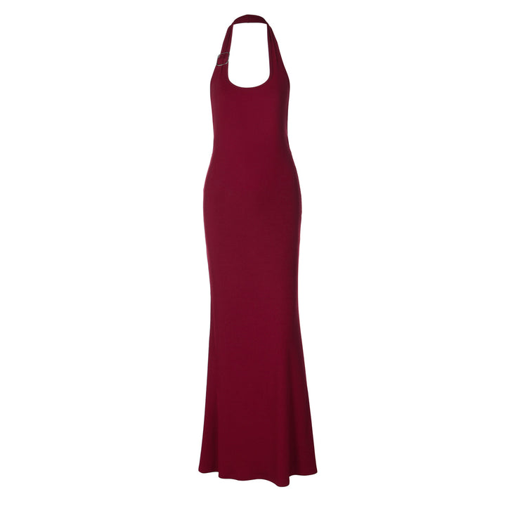 Dame Elegant Maxikjole med Halterneck og figursyet design Skovae