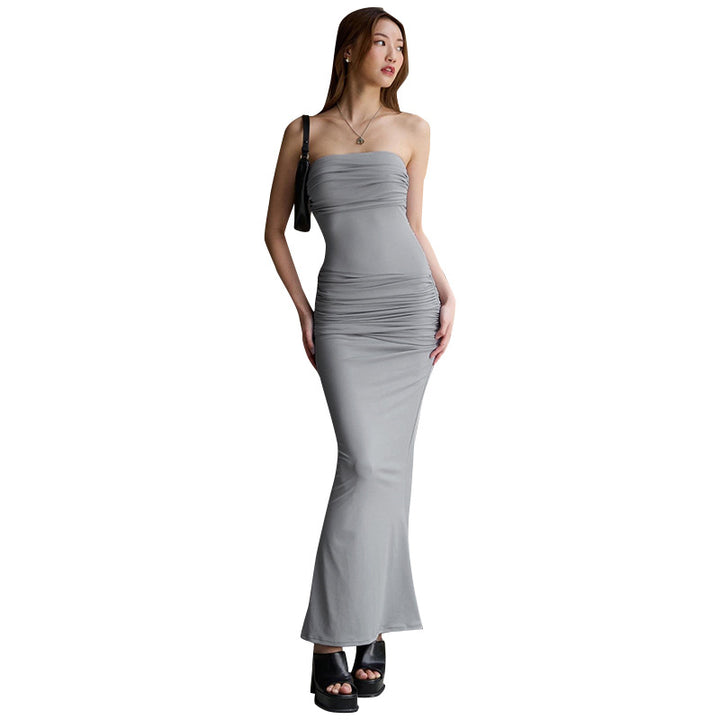 Femme Strapless Rynket Maxikjole Stilla
