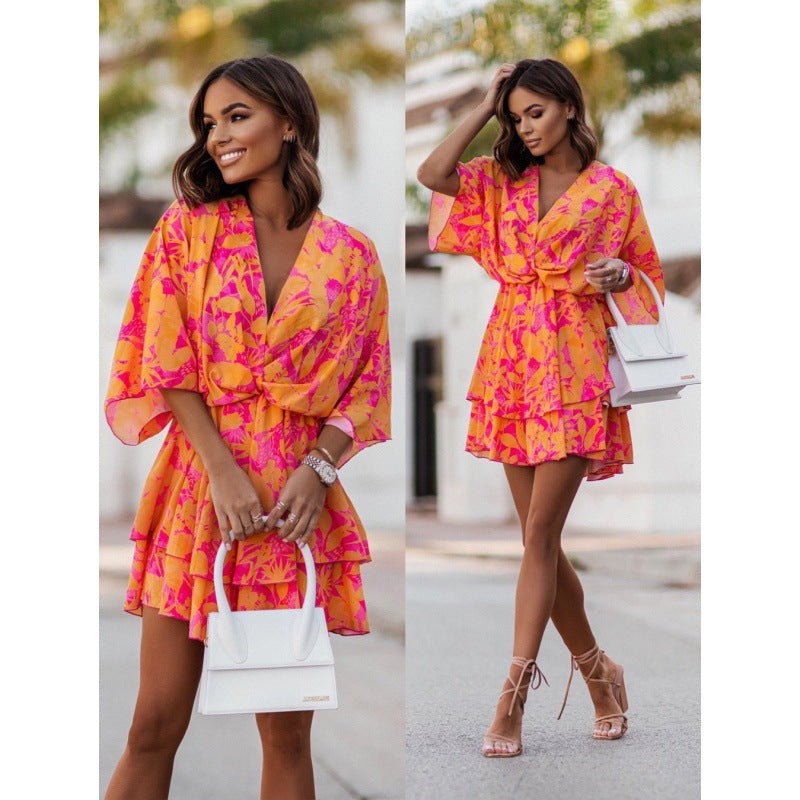 Kvinder Flirty Ruffle Mini Kjole med Wrap Detalje Stilla