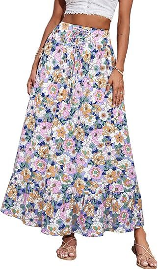 Dame jumpsuit med blomstertryk og elastisk talje
