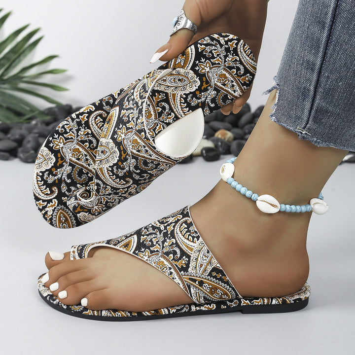Dame flip-flops sandaler med elegant paisley mønster og blødt polstret fodseng Stilla