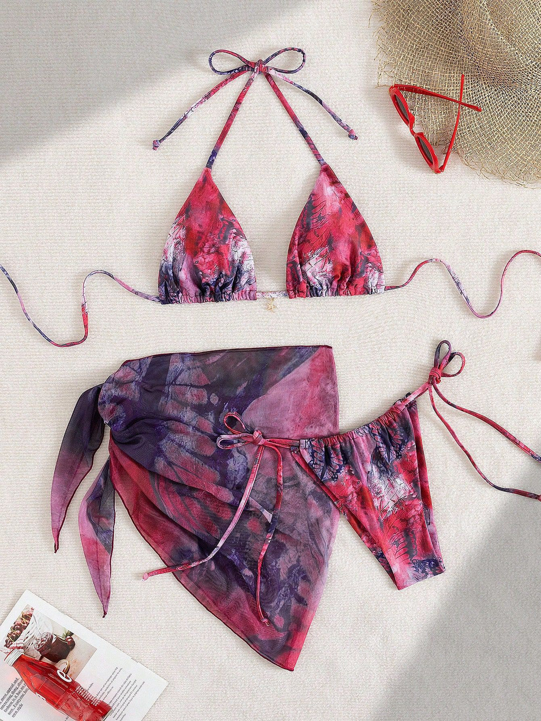Dame Triangel-Bikini med blomsterdesign Skovae