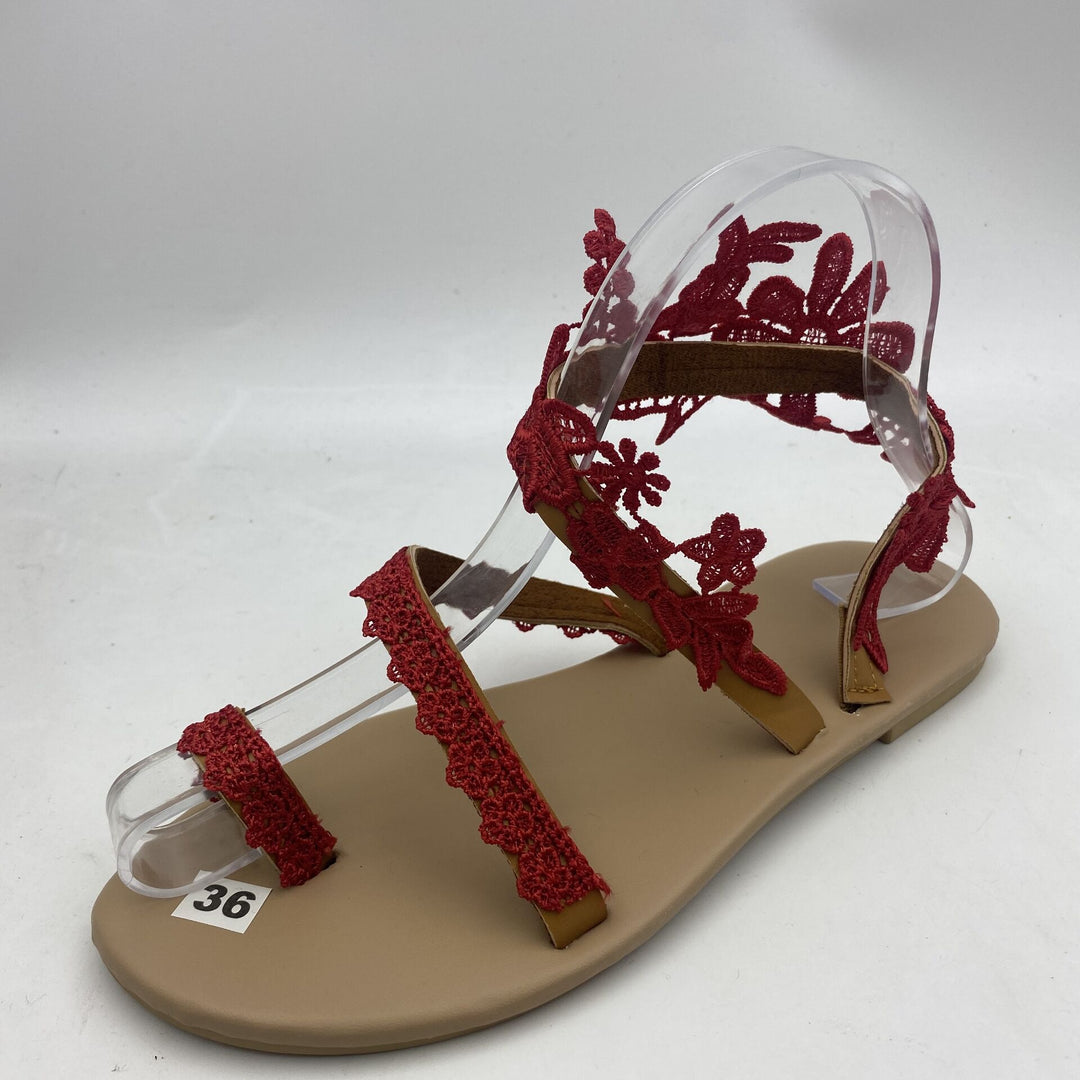 Dame Sandaler med florale spidspapplikationer og komfortabel sål Stilla
