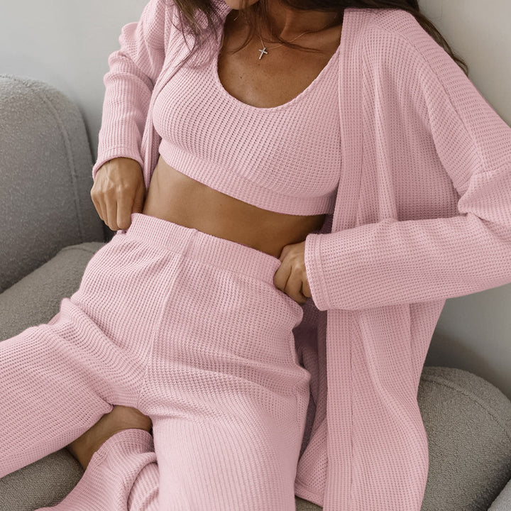 Dame hyggelig strik-loungewear med bælte Stilla