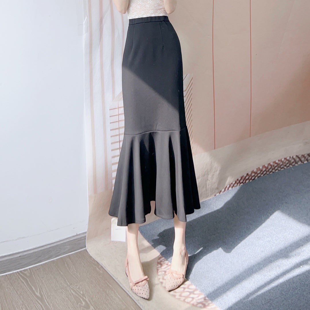 Dame elegant Maxined skirt med ruffles design og sidelæg Stilla