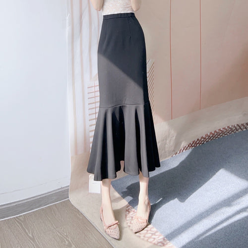 Dame elegant Maxined skirt med ruffles design og sidelæg Stilla