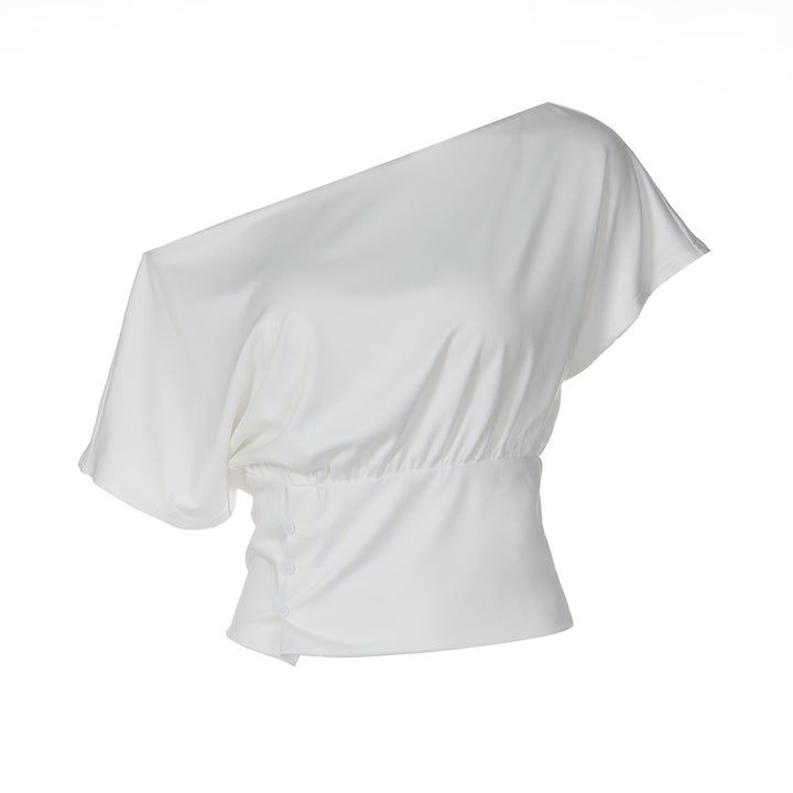 Damer Asymmetrisk Bluse T-shirt med raffinerede Draperinger Skovae