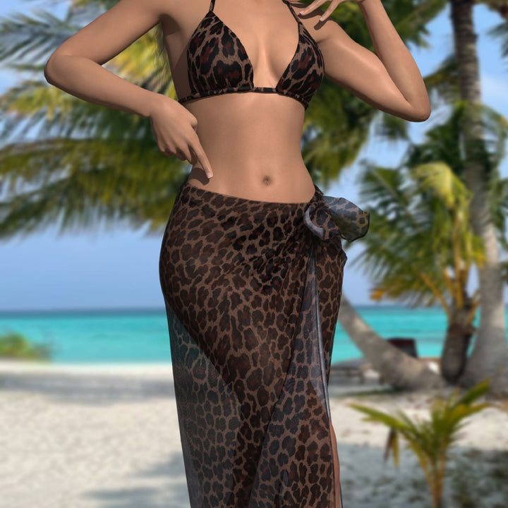 Dame sarong med leopardmønster og elegant sløjfe Stilla