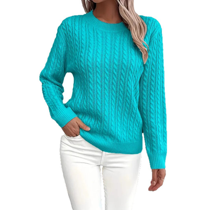 Kvinders strikket sweater med elegant kabeldesign Stilla