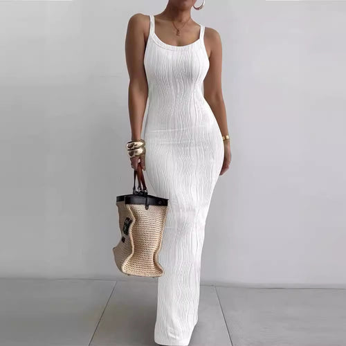 Dame Stilfulde Rib Maxi Kjole Stilla