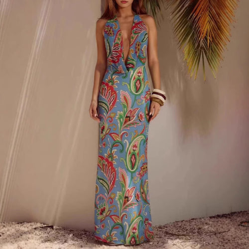 Femme Vibrant Floral Print Maxikjole Stilla
