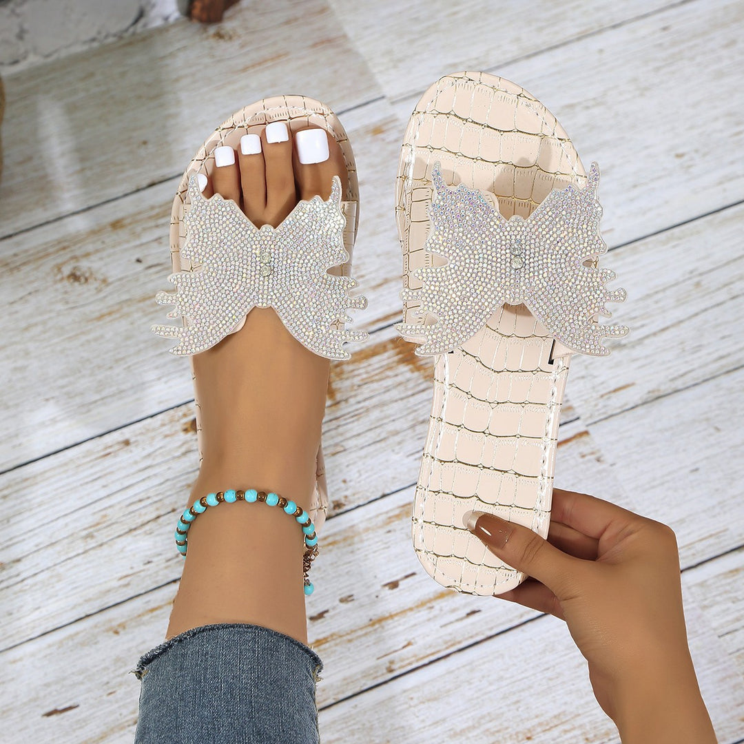Dame tæer-sandaler med glitrende sommerfugledesign og skridsikker sål Stilla