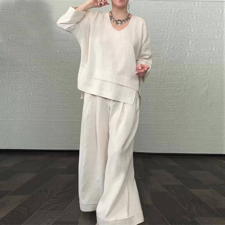 Dame Elegant og afslappet to-delt outfit lavet af høj kvalitet hør Stilla
